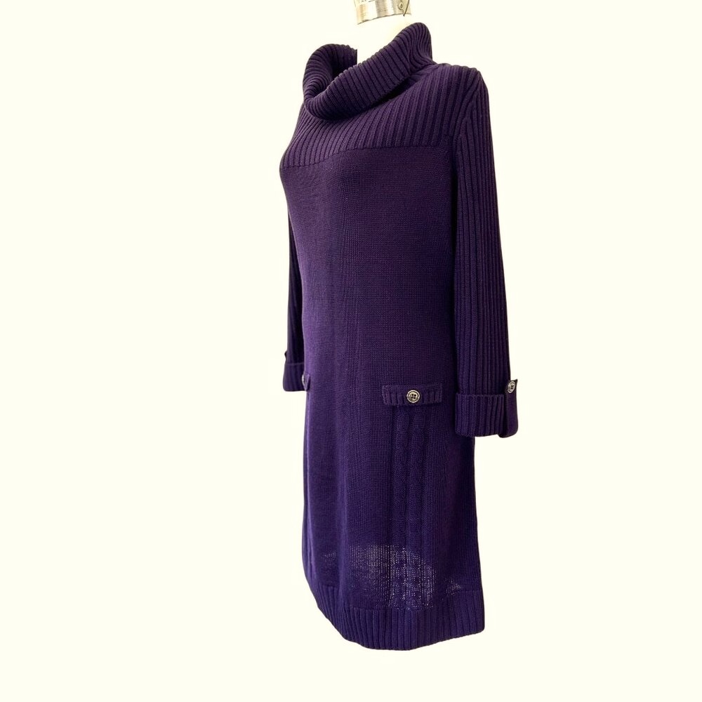 JESSICA HOWARD~  Purple Ribbed Turtleneck Sweater XL Dress With Cuffed Sleeves